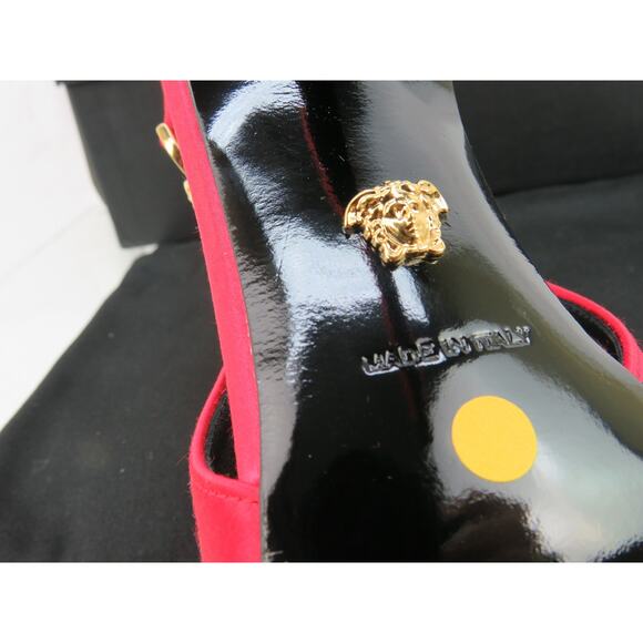 NIB VERSACE CORSET RED SATIN GOLD MEDUSA SANDALS HIGH HEEL PUMPS 40.5 10.5 ITALY - Picture 9 of 12